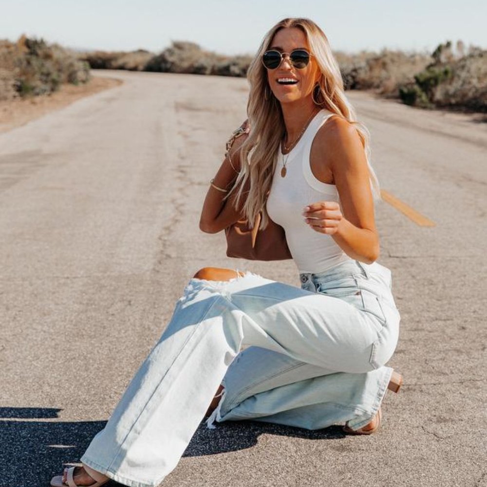 New Go To Cotton Ribbed Tank Top in White - Picture 2 of 6